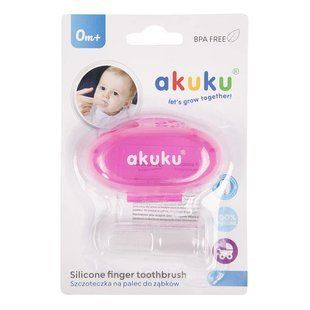 Зубна щітка у футлярі AKUKU на палець для перших зубиків, 1шт (рожева) 2625379127 фото