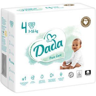 Підгузки Dada Pure Care Польща 4 (7-16кг) 33шт 2005063472 фото