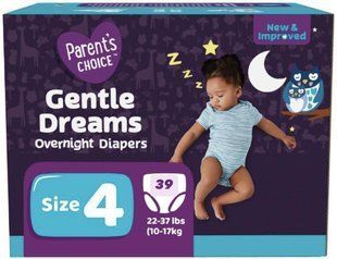 Нічні підгузки Parents choice Gentle Dreams Overnight Diapers 4 (10-17кг) 39шт (пачка з коробки) 2379305886 фото