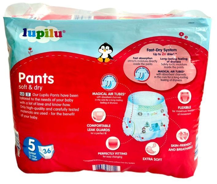 Підгузки-трусики Lupilu soft&dry 5 (12-17кг) 36шт 1646205996 фото