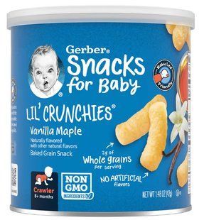 Кукурузні палички Gerber Lil' Crunchies від 8 місяців зі смаком ваніль та кленовий сироп, 42 г 2447947930 фото