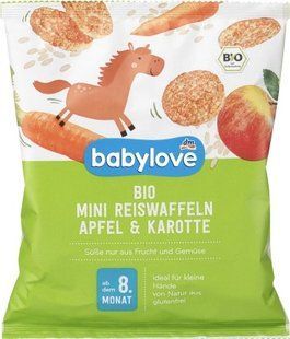 Органічні рисові міні-вафлі Babylove, яблуко-морква, 35 гр 2025908906 фото