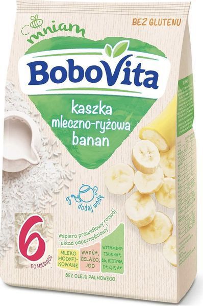 Каша дитяча Bobovita молочна рисова з бананом з 6 місяців, 330 г 2308626276 фото