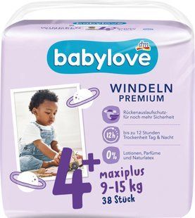 Підгузки Babylove 4+ Німеччина (9-15кг) 38шт 1719141526 фото