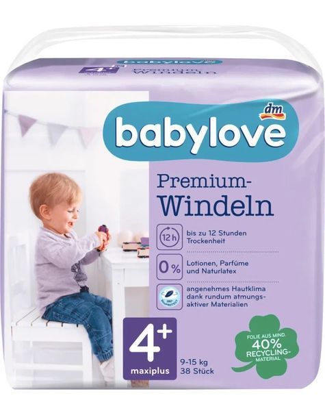 Підгузки Babylove 4+ Німеччина (9-15кг) 38шт 1719141526 фото