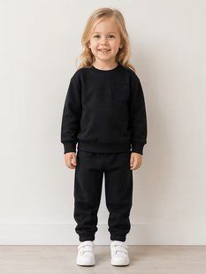 Дитячий бавовняний костюм (світшот+джогери) "Black Heart" 80 см (9-12 міс) чорний 3199367416 фото