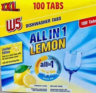 Таблетки для посудомийної машини W5 All in 1 Lemon, 100 шт (XXL) 2248112681 фото