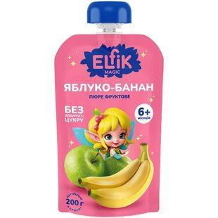 Пюре Elfik Magic з яблук та бананів без доданого цукру 200 г 2584467353 фото