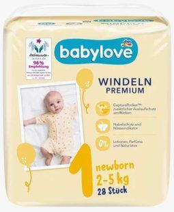 Підгузки Babylove premium 1 (2-5кг) 28 шт Німеччина 1663567802 фото