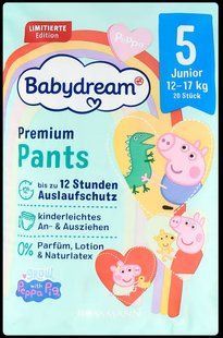 Підгузки-трусики Babydream Peppa pig 5 (12-17кг) 20шт 2489076722 фото