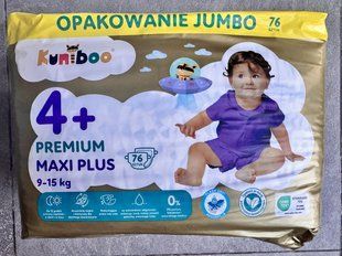 Підгузки Kuniboo Premium 4+ Maxi Plus (9-15 кг)&nbsp;76шт&nbsp;(Німеччина) 2716393246 фото