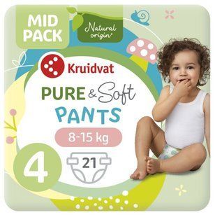 Підгузки-трусики Kruidvat Pure & Soft Maat 4 Maxi Luierbroekje (8-15 кг), 21 шт. 2504885968 фото