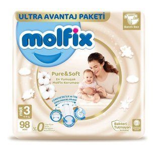 Підгузки Molfix Pure&Soft 3 (4&ndash;9 кг) 98 шт. 3236333137 фото