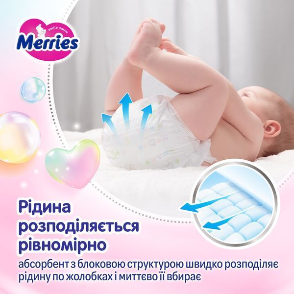 Підгузники для новонароджених Merries SJ Японія (0-5кг) 68 шт 4901301437693 фото
