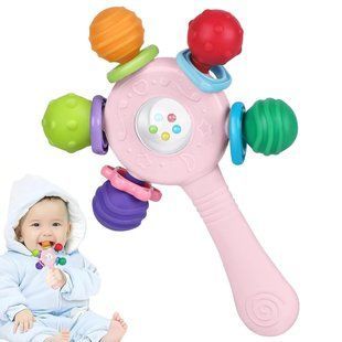 Брязкальце-гризунець Food Quality Baby Rattle для немовлят 0-36 міс (рожевий) 2699775160 фото