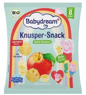 Органічні хрусткі снеки Babydream Peppa Pig з 8 місяців яблуко-банан, 30 г 4068134127358 фото