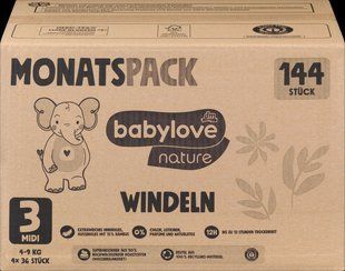 Підгузки Babylove nature Німеччина 3 (4-9кг) 144шт (упаковка на місяць) 2841501011 фото