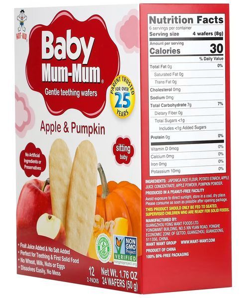 Вафлі для м'якого прорізування зубів Baby Mum-Mum яблуко-гарбуз, 24 шт 2118838540 фото