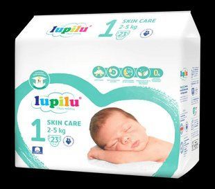Підгузки Lupilu Skin Care 1 (2-5 кг) 23шт 2549811645 фото