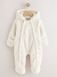 Дитячий утеплений комбінезон зі штучного хутра White Clipped Faux Fur з капюшоном Next 62см (1-3 місяців), 1 шт (Екрю) G90-963 фото 1