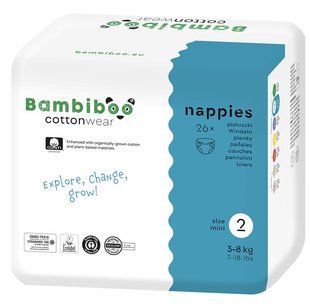 Підгузки Bambiboo cotton premium Польща 2 (3-8кг) 26шт 1825534649 фото
