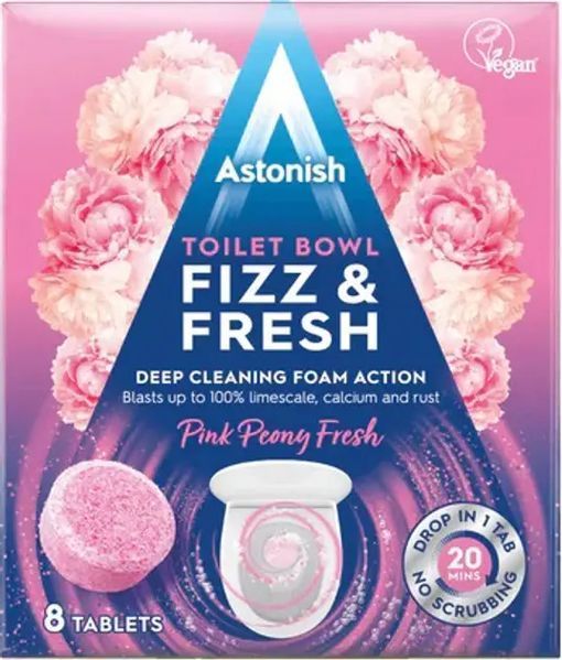 Таблетки для очищення унітазу Astonish Fizz&Fresh з ароматом півонії, 8шт 2451562660 фото