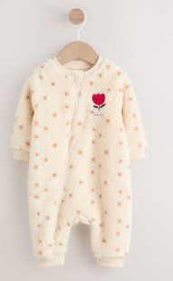 Дитячий теплий флісовий чоловічок Next Spot Baby Heavy Fleece, бежевий/ квіти (9-12 місяців) 2860475142 фото