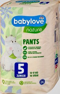 Підгузки-трусики Babylove nature 5 (12-17 кг) 18 шт 1706526798 фото