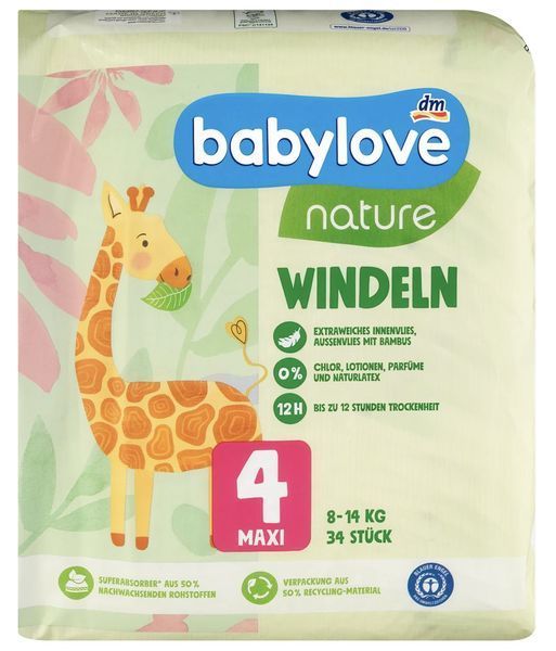 Підгузки Babylove nature Німеччина 4 (8-14кг) 34 шт 1502431545 фото