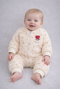 Дитячий теплий флісовий чоловічок Next Spot Baby Heavy Fleece, бежевий/ квіти (6-9 місяців) 2860482294 фото