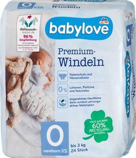 Підгузки Babylove premium 0 (до 3 кг) 24 шт Німеччина 1674418291 фото