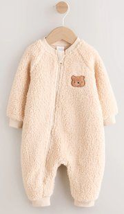 Дитячий теплий флісовий чоловічок Next Neutral Bear Baby Heavy Fleece, бежевий (6-9 місяців) 2860483008 фото