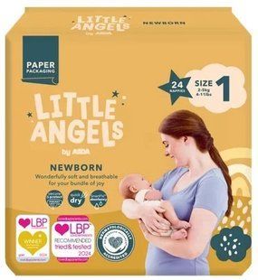 Підгузки Little angels 1 (2-5кг) 24шт Великобританія 1947783928 фото