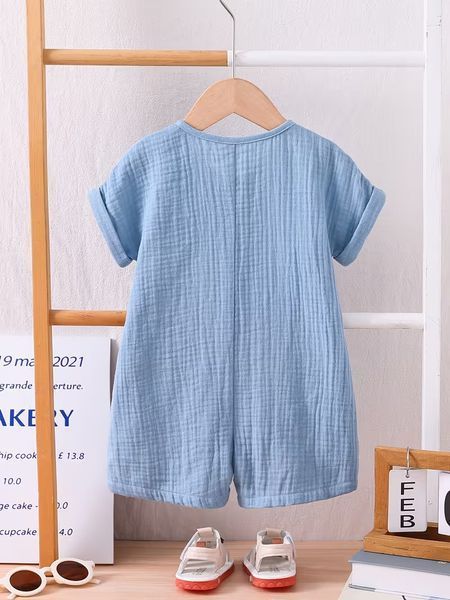 Дитячий мусліновий пісочник-ромпер з коротким рукавом "Jeans" 80 см (9-12 місяців), блакитний 3044352025 фото