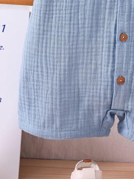 Дитячий мусліновий пісочник-ромпер з коротким рукавом "Jeans" 80 см (9-12 місяців), блакитний 3044352025 фото