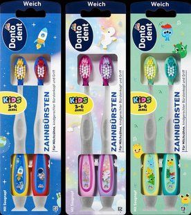 Дитячі м'які зубні щітки Dontodent Zahnb&uuml;rste Kinder weich (3&ndash;6 років), 2 шт. 2495999044 фото