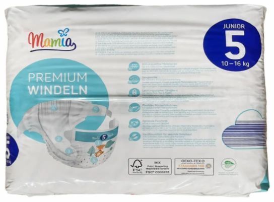 Підгузки Mamia Premium windeln pannolini Австрія 5 (10-16кг) 44шт 2293635970 фото