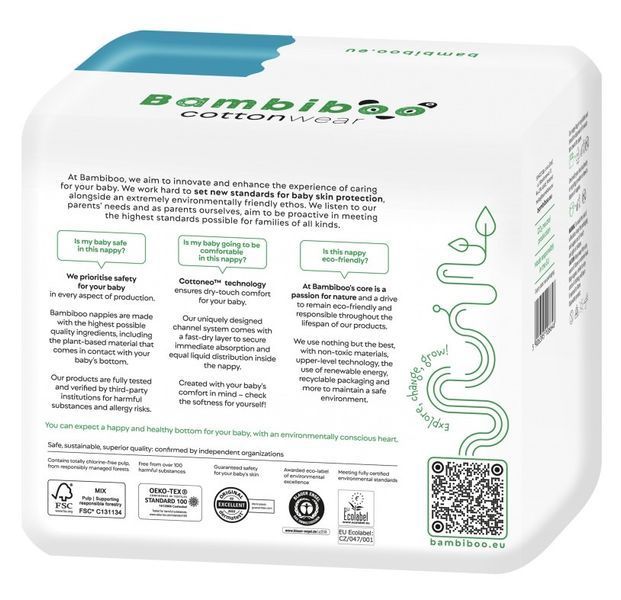 Підгузки Bambiboo cotton premium Польща 2 (3-8кг) 78шт 1949655689 фото