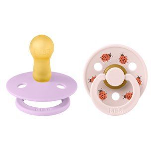 Пустушка BIBS Studio Colour Latex Round (кругла) від 6 міс Ladybug &ndash; Violet Sky Mix (2 в упаковці) 5713795270699 фото