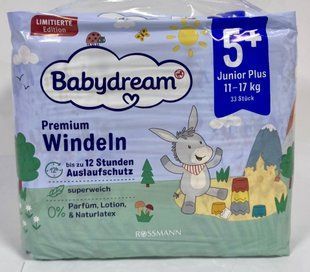 Підгузки Babydream Німеччина 5+ (11-17кг) 33шт 2831068800 фото