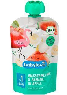 Пюре Babylove кавун-банан-яблуко для дітей від 1 року, 100 г 2087418275 фото