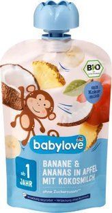 Пюре Babylove бананово-ананасово-яблучний мус з кокосовим молоком для дітей від 1 року, 100 г 2149777260 фото