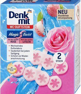 Туалетні блоки для унітазу Denkmit Magic Twist Rose & Lychee (Роза-лічі), 2шт 2430546602 фото