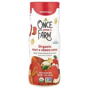 Фруктово-овочеві снеки Once Upon A Farm, Яблуко, Батат і Кокос, без цукру, 42,5 г 2864979066 фото