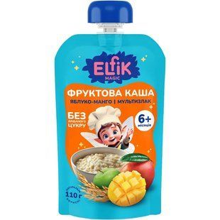 Фруктова каша Elfik Magic з яблук, мультизлакової каші та манго 110 г 2584327673 фото