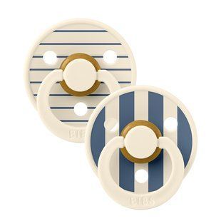 Пустушка BIBS Studio Colour Latex Round (кругла) від 6міс Pin &ndash; Ivory / Steel Blue Mix (2 в упаковці) 5713795259564 фото
