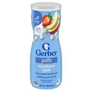 Снеки з повітряних злаків Gerber Grain&Grow Puffs Snack полуниця-яблуко від 8 місяців, 42 г 2088509174 фото