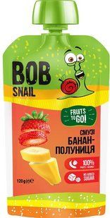 Пюре фруктове Bob Snail Смузі Банан-Полуниця, пастеризоване, 120 г 2679408745 фото